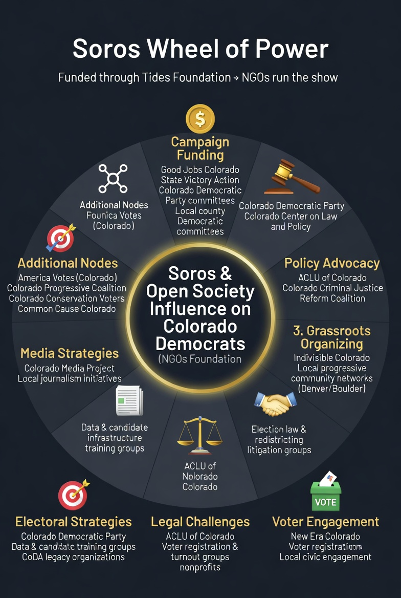 Soros’ Shadow Empire Exposed: The NGO “Wheel of Power” Secretly Running Colorado’s Democrats